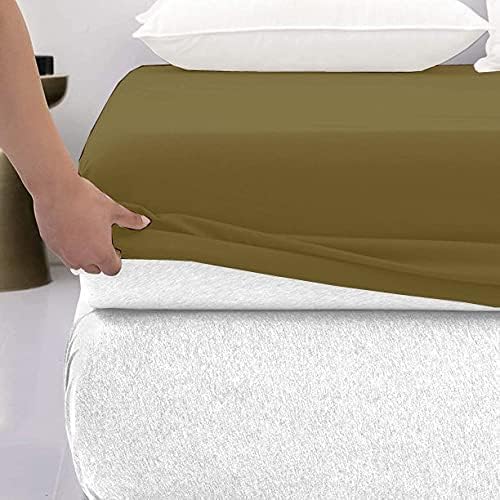 600 Thread Count Cotton Fitted Sheet for Full-XL Size|100% Egyptian Cotton Fitted Sheet|1 Piece Fitted Sheet Comfy, Ultra Soft, Breathable|16 Inch Deep Pocket Fitted Sheet in Taupe Solid