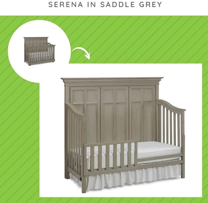 Toddler Bed Safety Guard Rail for Dolce Babi Convertible Cribs - Solid Wood Rail for Convertible Crib to Toddler Bed Conversion - Safety Bed Rail for Children (Saddle Grey)