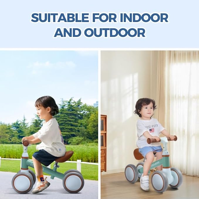 COOLBEBE Baby Balance Bike for 1 Year Old Boys Girls Gift, 2 Year Old Toddler Balance Bike with 4 Silent Wheels, One Year Old Birthday Gift Children for 12M-36M Pre-School