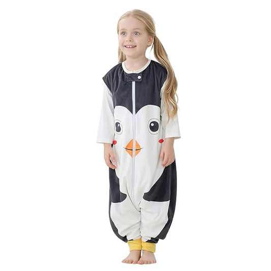 MICHLEY Toddler Sleeping Sack with Feet Newborn Infant Sleeveless Sleeping Bag 2-way Zipper Baby Wearable Blanket for Walkers,Penguin,3-5T