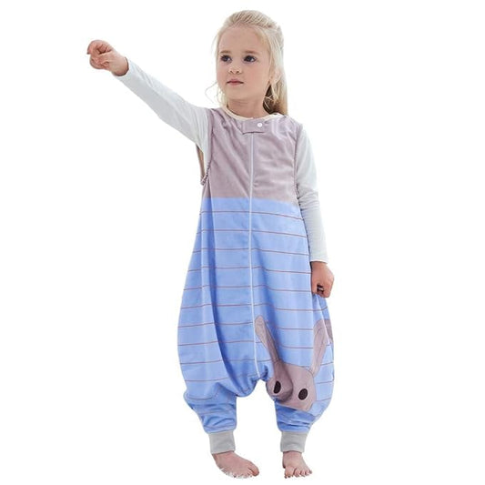 MICHLEY Toddler Sleeping Sack with Feet Newborn Infant Sleeveless Sleeping Bag 2-way Zipper Baby Wearable Blanket for Walkers,Blue Rabbit,3-5T