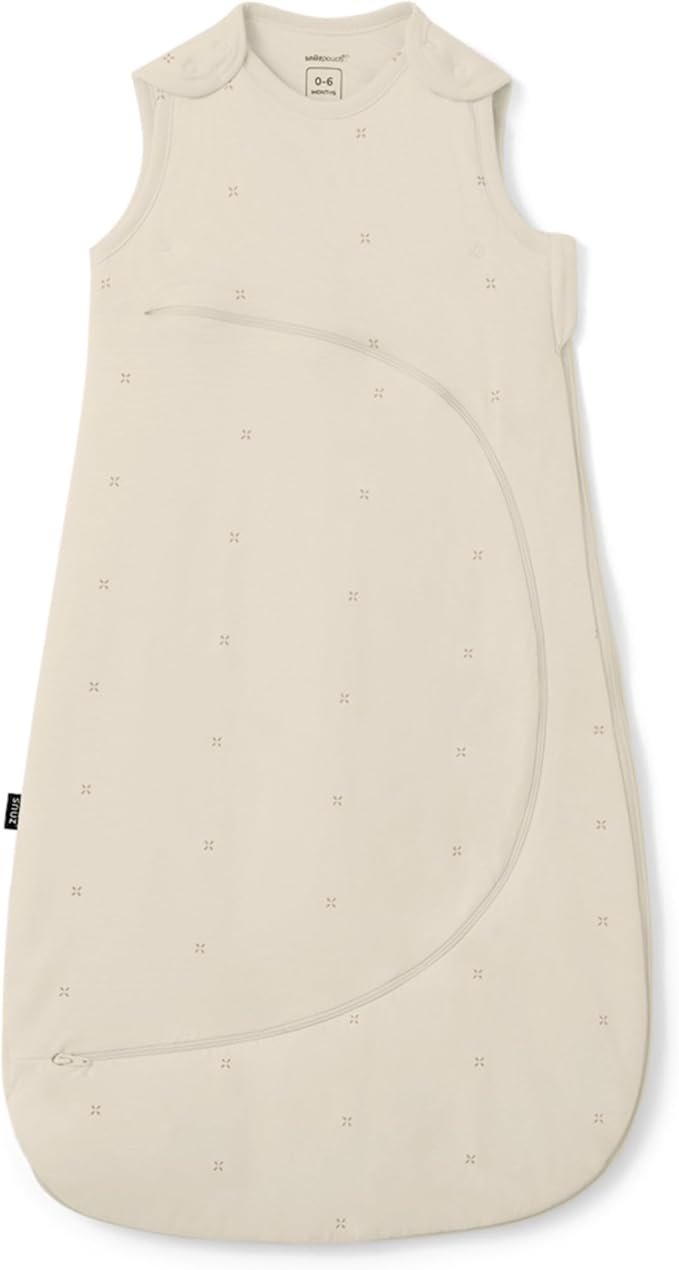 Snuz Baby Sleep Sack with Diaper Zip - Baby Sleeping Bag for Easy Diaper Changes, Super Soft Cotton Sleep Sacks in Summer or Winter Tog with Perfect Fit Poppers, Cashmere/Cross, 2.5 Tog 0-6M