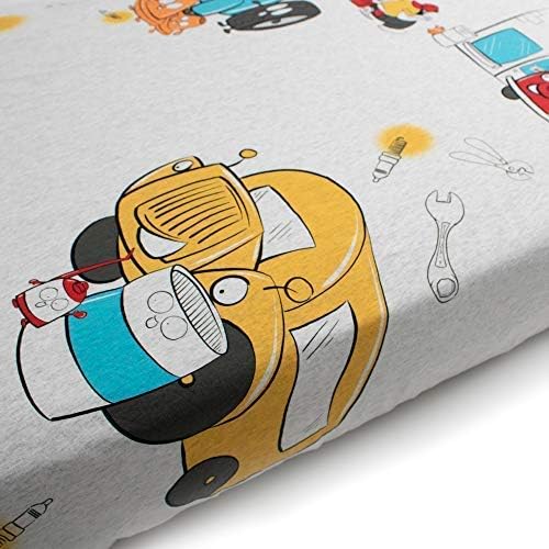 JumpOff Jo - Fitted Crib Sheet, Super Soft 100% Cotton Sheet for Standard Crib Mattresses and Toddler Beds, 28 in. x 52 in. - Jo's Garage (Heather Grey Jersey)