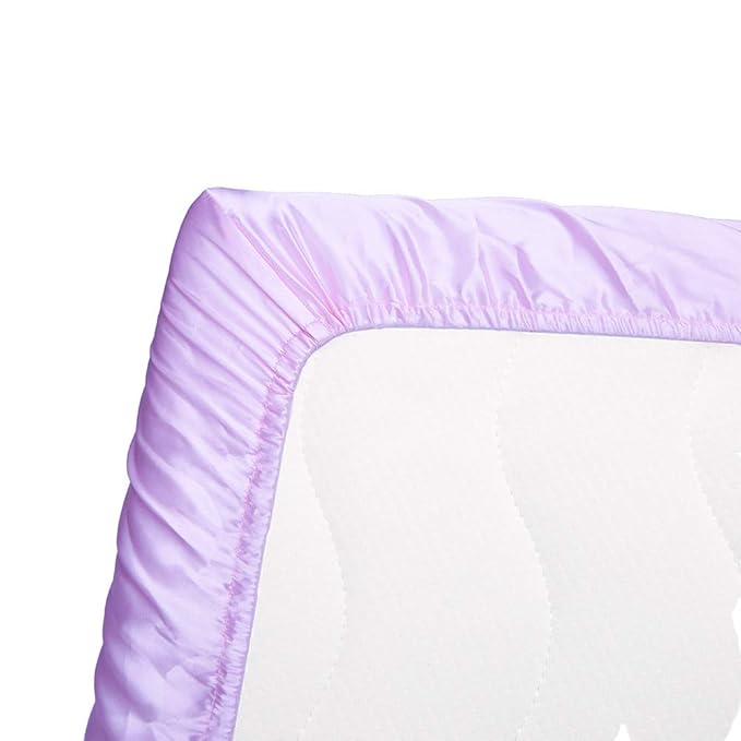 Pro Goleem Satin Pack n Play Playard Sheet Great for Baby Hair Soft Silk Feeling 27x39 Inch Fitted Portable Mini Crib Sheet Playard Mattress Cover for Girls Lavender