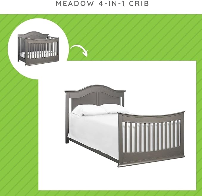 Universal Twin and Full-Size Conversion Kit Bed Rails for Davinci Baby Convertible Cribs - Solid Wood Rail - Toddler & Adult Bed Rail for Twin & Full-Size Bed - Nursery Furniture (Slate/Manor Grey)