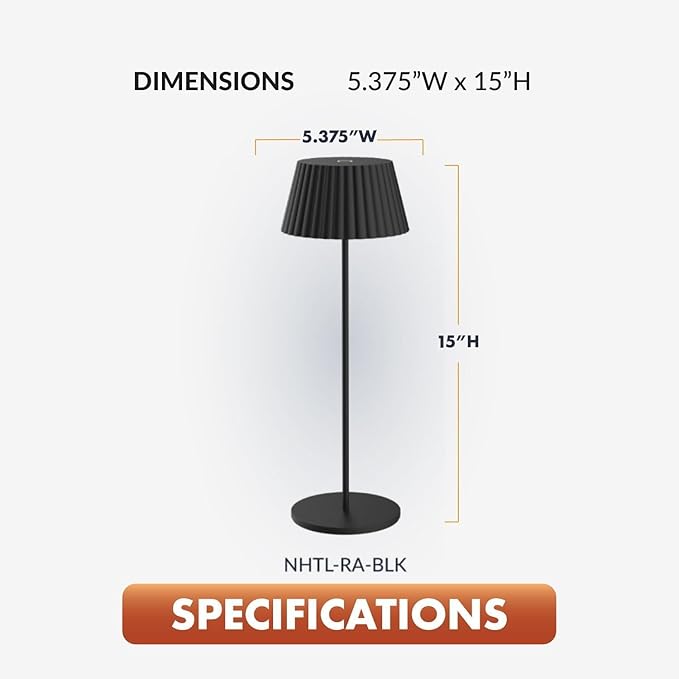 Newhouse Lighting Raven, Black 2700K Dimmable Cordless USB-C Rechargeable Table Lamp NHTL-RA-BLK, Cordless Desk Lamp for Living Room, Bedroom, Coffee Table, and Other Cozy Home Decor