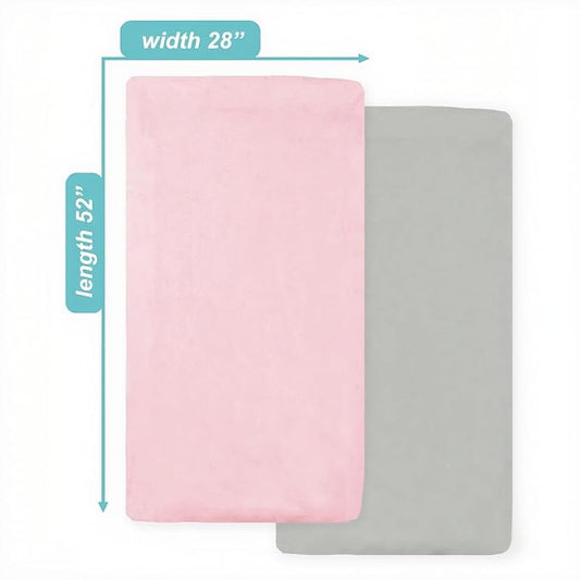 American Baby Company 2 Pack Fitted Crib Sheets 52" x 28" - Ultra Soft Microfiber Crib and Toddler Bed Sheets, Gray/Pink, Neutral for Boys & Girls