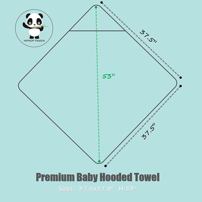 HIPHOP PANDA Hooded Towel - Rayon Made from Bamboo, Bath Towel with Bear Ears for Newborn, Babie, Toddler, Infant - Absorbent Large Baby Towel - Pink Rabbit, 37.5 x 37.5 Inch