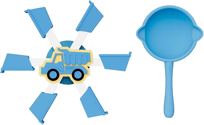 Bathtub Suction Spinner Toys - Silicone Bath & High Chair Truck Shape Sensory Toy for Babies & Toddlers, Novelty Spinners with Suction Cup, Car Window Travel Toys（Blue）