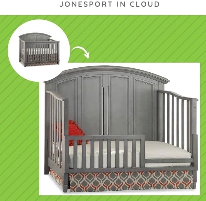 Toddler Bed Safety Guard Rail for Westwood Design Convertible Cribs - Solid Wood Rail for Convertible Crib to Toddler Bed Conversion - Safety Rails for Children's Beds (Cloud, Jonesport Crib)
