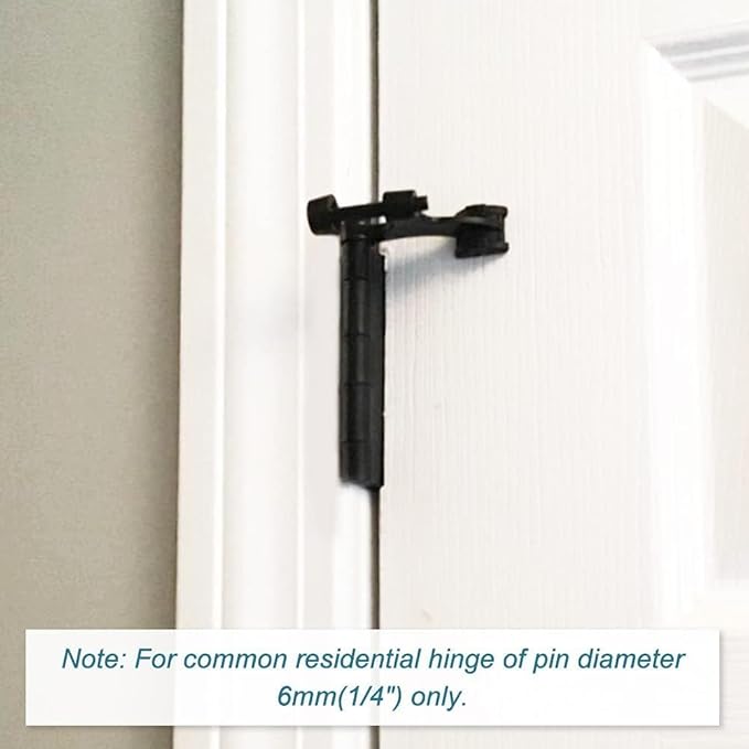 6 Pack Hinge Pin Black Door Stopper, Adjustable Heavy Duty Hinge Pin Door Stop with Black Rubber Bumper Tips