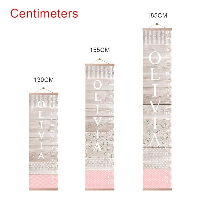 Personalized Name Kids Growth Chart Ruler Flower Dinosaur Growth Ruler Canvas Wall Ruler Oak Solar Woodland Theme Kids Height Chart Baby Wall Growth Chart with Custom Name (Oak)