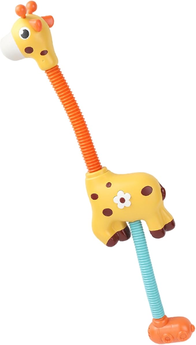 Bath Toys, 360° Adjustable Electric Giraffe Baby Shower Head with Flexible Neck Tube, Battery Operated Baby Bath Sprayer Water Toy with Suction Cup for Toddler Child 3+