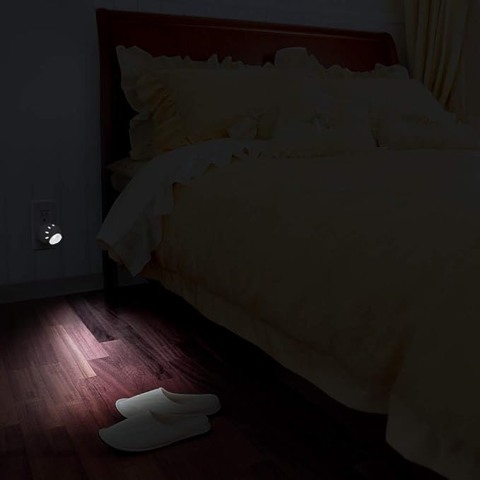 Emotionlite Plug-in Night Lights, Neutral White LED Nightlight, 360° Rotation, Dusk to Dawn Sensor, Kids, Adult, Bedroom, Hallway, Bathroom,Kitchen, Stairways, Corridor, 6 Pack