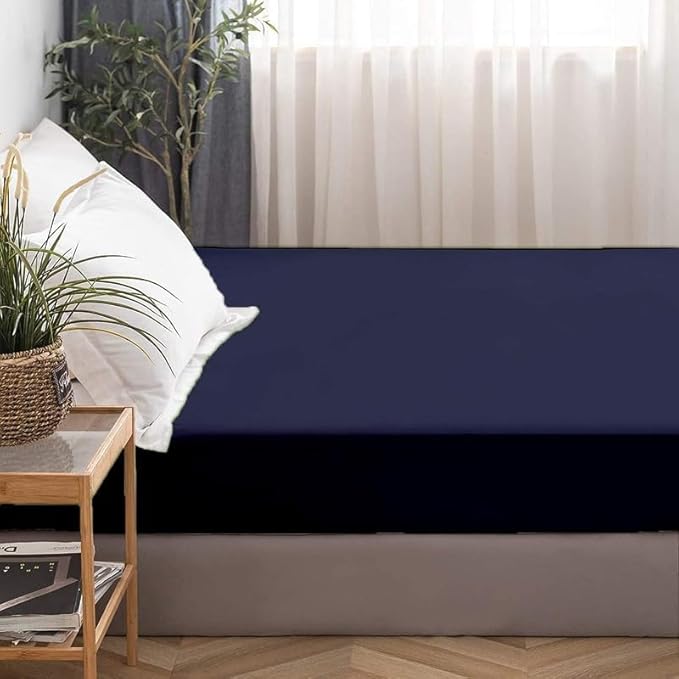 Mattress Protector King Size 100% Waterproof Zippered Cover, 15 Inches Deep, Six-Sided Mattress Encasement for Bed, Zipper Closure Style (Navy Blue)