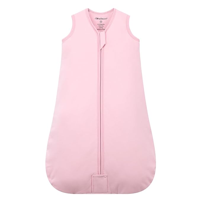 Mosebears Sleep Sack Baby Winter Wearable Blanket with 2-Way Zipper,2.5 TOG Cotton Sleep Sack Unisex (Blush, 6-12 Months)