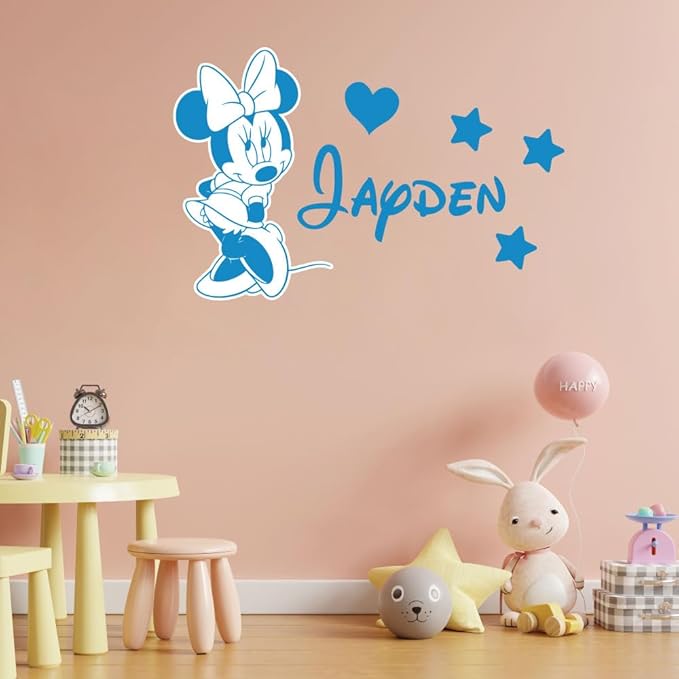 Mini Mouse Name & Initial Wall Decal – Personalized Vinyl Sticker for Nursery & Kids Room | Custom Fonts Design