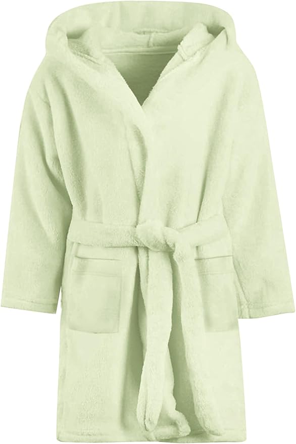 Umeyda Girls Fleece Hooded Robes, Warm Printed Bath Robe for Kids Soft Fuzzy Bathrobe for Gifts