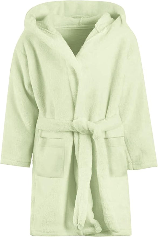 Umeyda Girls Fleece Hooded Robes, Warm Printed Bath Robe for Kids Soft Fuzzy Bathrobe for Gifts