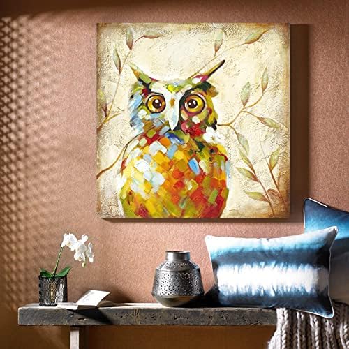 Cute Owl Canvas Wall Art Funny Animal Pictures Artwork Vintage Bird Poster Prints for Living Room Bedroom Kid's Room Decoration Modern Wall Decor Ready to Hang