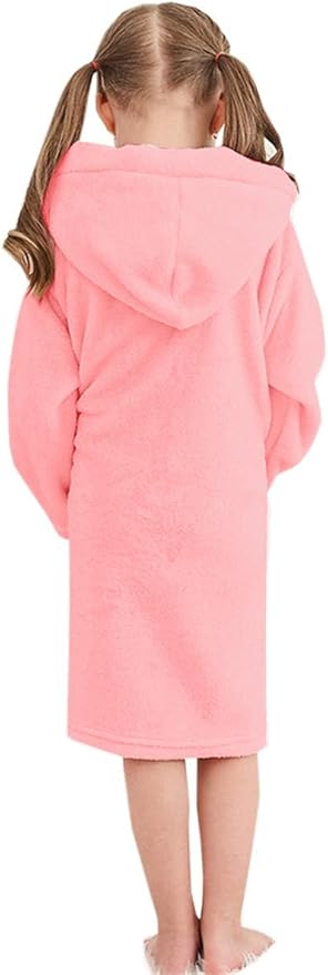 Umeyda Girls Fleece Hooded Robes, Warm Printed Bath Robe for Kids Soft Fuzzy Bathrobe for Gifts