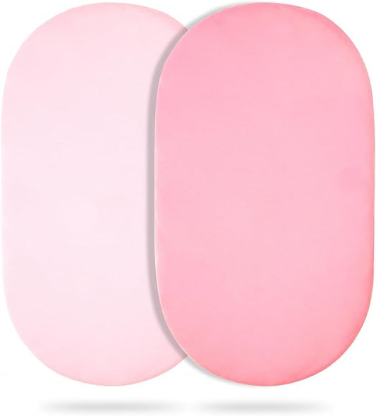 Bassinet Sheets (2-Pack), Soft Breathable Fitted for Bassinet Mattress, Ideal for Boys Girls