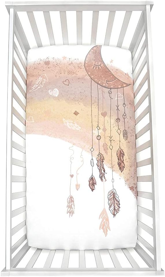 JumpOff Jo - Fitted Crib Sheet, Super Soft 100% Cotton Sheet for Standard Crib Mattresses and Toddler Beds, 28 in. x 52 in, Storytelling Designs - Rainbow Dream Catcher