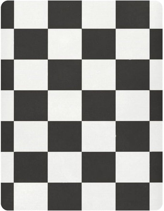 Checkered Black Crib Sheets Standard Crib Toddler Mattresses Cover Fitted Baby Bed Sheet Breathable Crib Mattress Sheet for Girls Boys 52" x 28"x5''