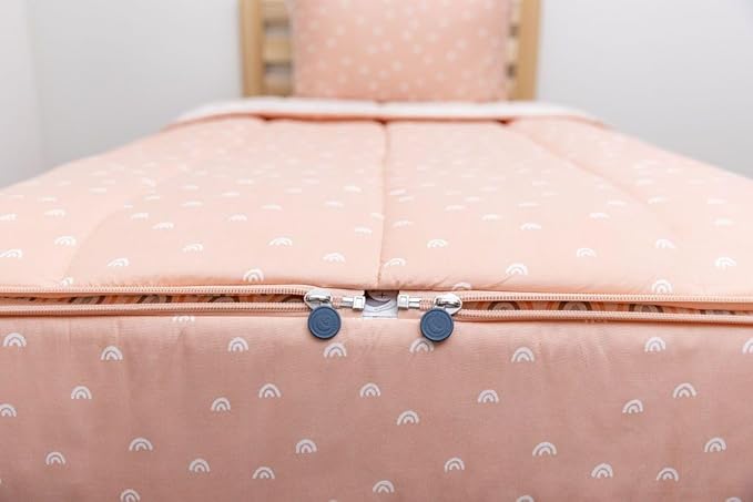 Beddy's Rainbow Theme Durable Zipper Bedding for Kids, Bed in a Bag, Peach Sheets & Comforter, Includes Pillowcase & Pillow Sham Easy to Make & Wash