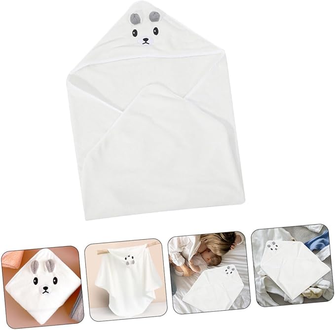 2pcs Hooded Bath Towels for Coral Fleece Soft Absorbent Animal Design Bathrobe Cape for Newborns Bath Swimming Beach Use