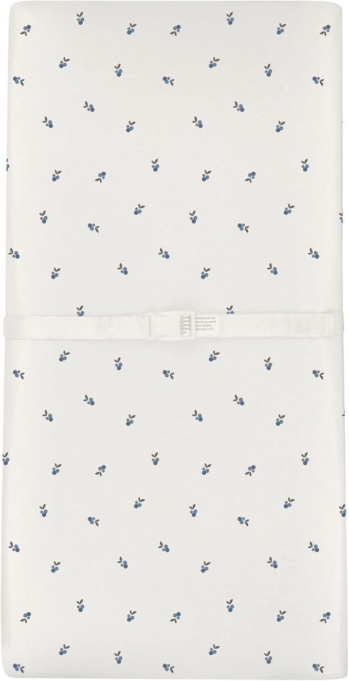 Ely's & Co. Patent Pending Waterproof Changing Pad Cover Sheets, 100% Cotton with Waterproof Lining – 2 Pack Fitted Cradle Sheet Set, Berry and Cluster Dot (Blue) 34” x 17”