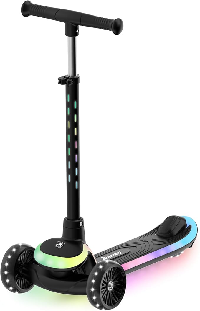 Light-Up Scooter for Kids 3-8,20 Dynamic Light Patterns for Evening Play Safety - Lean-to-Steer Kick Scooter with Adjustable Handlebar (Grows with Child) - Gift for Boys & Girls