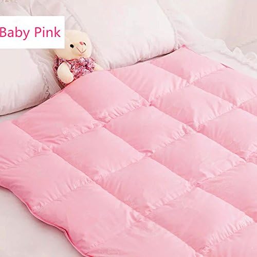 Toddler/Travel/Crib Goose Down Comforter Duvet/Blanket Multifunctional,100% Organic Cotton & Washable Unisex Kids,All Season,Pink 41x48