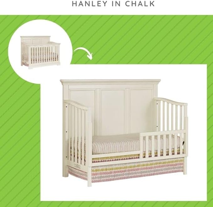 Toddler Bed Safety Guard Rail for Westwood Design Convertible Cribs - Solid Wood Rail for Convertible Crib to Toddler Bed Conversion - Safety Rails for Children's Beds (Chalk, Hanley)