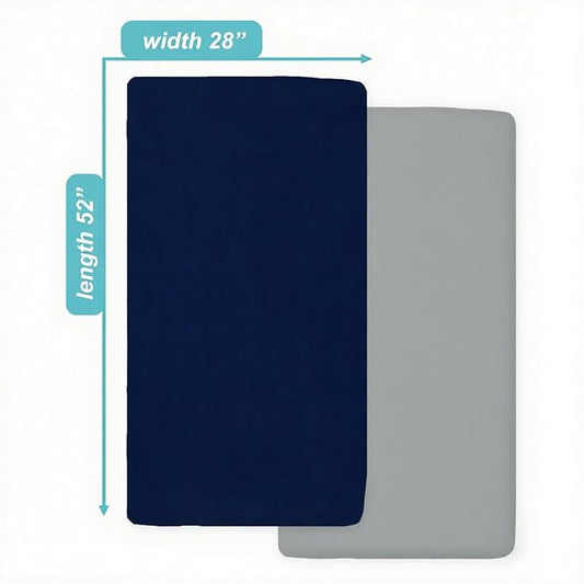 American Baby Company 2 Pack Fitted Crib Sheets 52" x 28" - Ultra Soft Microfiber Crib and Toddler Bed Sheets, Gray/Navy, Neutral for Boys & Girls