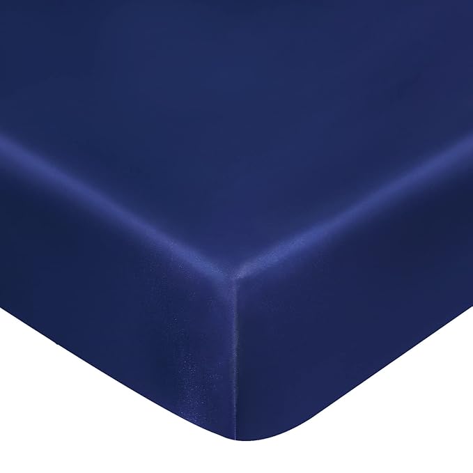 Satin Crib Sheet, Soft & Silky Fitted Crib Mattress Sheet (52"x28"x8") for Boys and Girls, Great for Baby with Hair and Skin, Navy
