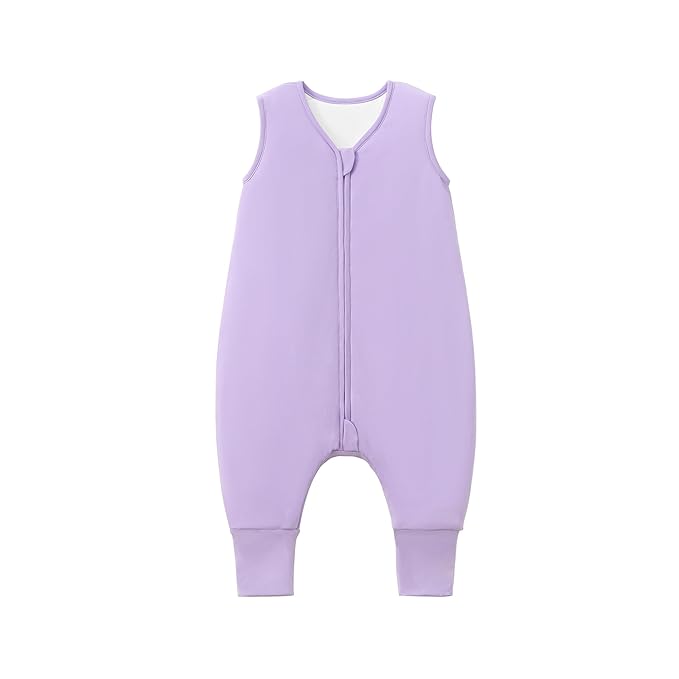 Baby/Toddler Sleep Sack with Legs, Rayon from Bamboo 95% + 5% Spandex, 1.0 TOG, 2‑Way Zipper Sleeping Bag, Walker‑Friendly 6-12M Purple