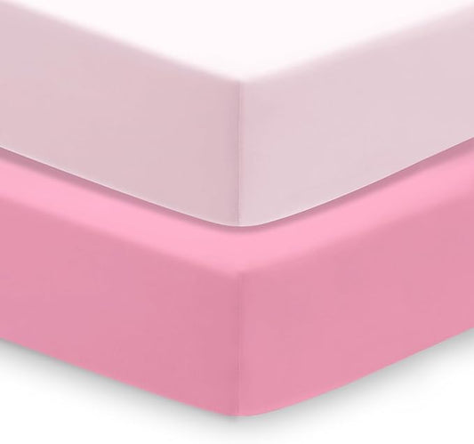 Baby Crib Sheets (2-Pack) for Boys Girls, Soft Fitted Sheets for Standard Crib Toddler Mattress, Breathable Baby Sheets (28x52x8in)