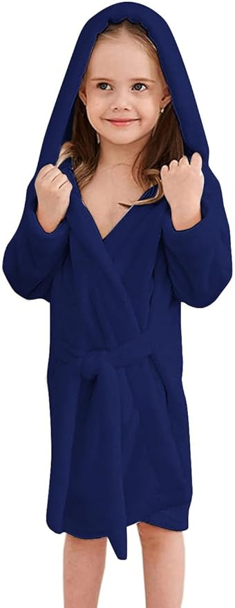 Girls Fleece Hooded Robes, Kids Soft Premium Fuzzy Bathrobe for Gifts, 2-12 Years