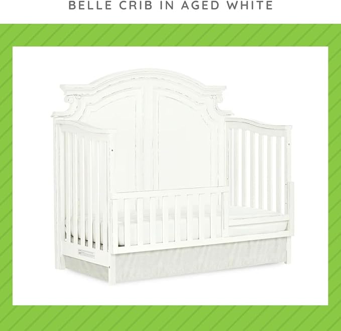 Toddler Bed Safety Guard Rail for Evolur Baby Convertible Cribs - Solid Wood Rail for Convertible Crib to Toddler Bed Conversion - Safety Bed Rail for Children (Aged White, Model 811)