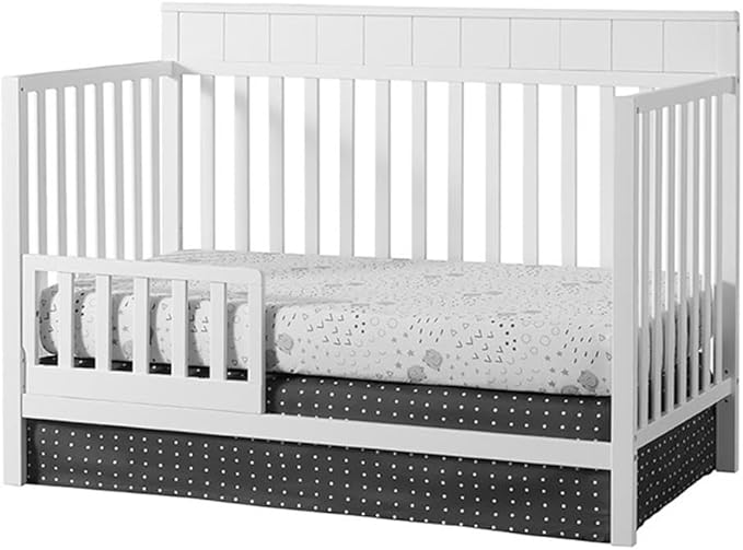 Pemberly Row Modern Wood Toddler Guard Rail in Snow White Finish