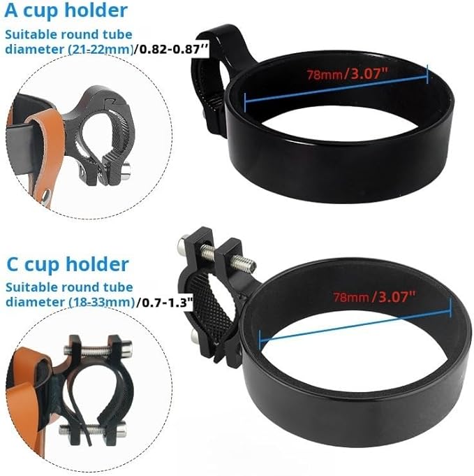 Premium Aluminium Bike Handlebar Cup Holder - Secure, Stylish, and Versatile, Baby Strollers Available (C Cup Holder-Black)