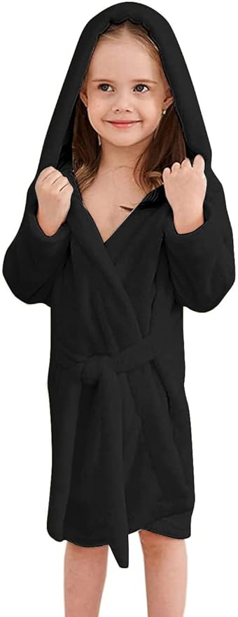 Girls Fleece Hooded Robes, Kids Soft Premium Fuzzy Bathrobe for Gifts, 2-12 Years