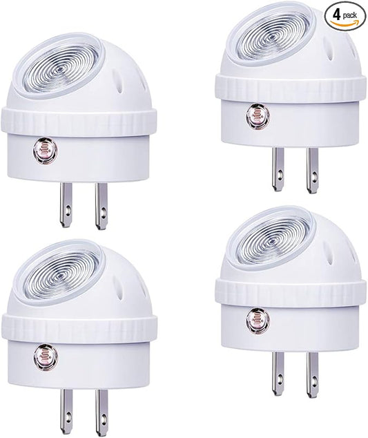 Emotionlite Plug-in Night Lights, Neutral White LED Nightlight, 360° Rotation, Dusk to Dawn Sensor, Kids, Adult, Bedroom, Hallway, Bathroom,Kitchen, Stairways, Corridor, 4 Pack