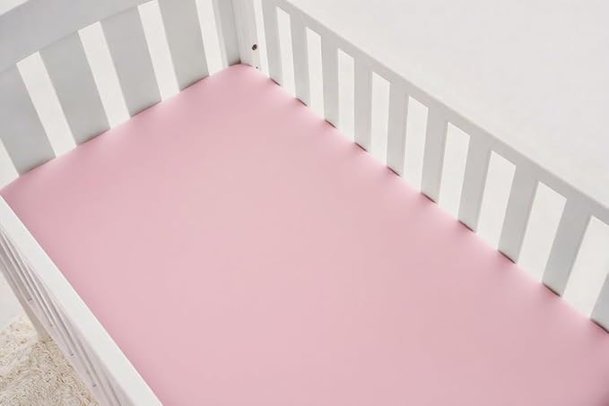 American Baby Company 2 Pack Fitted Crib Sheets 52" x 28" - Ultra Soft Microfiber Crib and Toddler Bed Sheets, Gray/Pink, Neutral for Boys & Girls