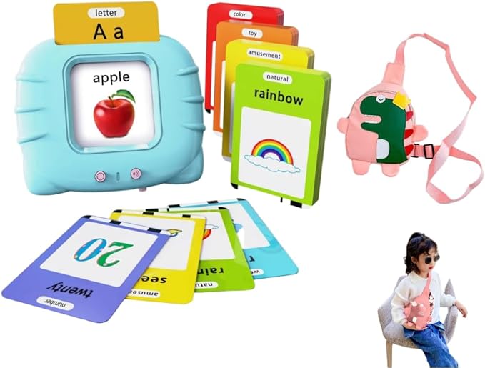 Talking Flash Cards,Kids Toddler Flash Cards with 224 Sight Words,Montessori Toys,Autism Sensory Toys,Speech Therapy,Learning Educational Gifts for Age 1+ Years Old Boys and Girls with A Dinsour Bag.