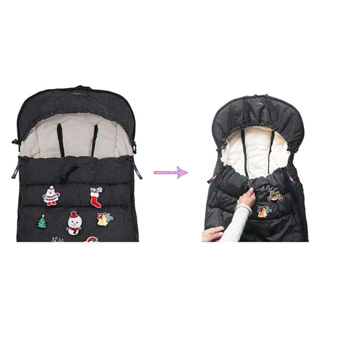 Christmas DIY Play Fun Waterproof Winter Stroller Bunting Bag Toddler,Width Adjustable, Anti-Dirt,Foot Area Open, Hoodie, All Features Needed for Baby Stroller Footmuff
