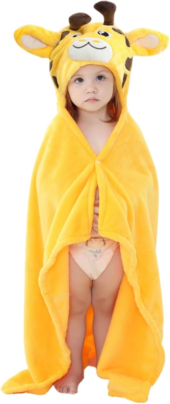 Wearable Blanket Hoodie for Kids Toddlers Hooded Towels Soft Cozy Wearable Throw Blanket Hoodie for Boys Girls