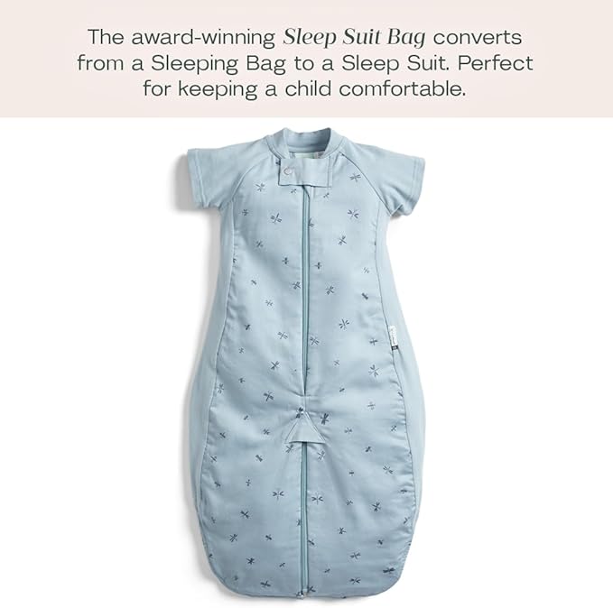 ergoPouch Sleep Suit Bag 1.0 TOG – Baby Sleep Sack & Wearable Blanket, 2-in-1 Convertible Sack to Suit with Legs for Safe Movement, Regulates Temperature Overnight, Unisex (2-4 Years, Dragonflies)