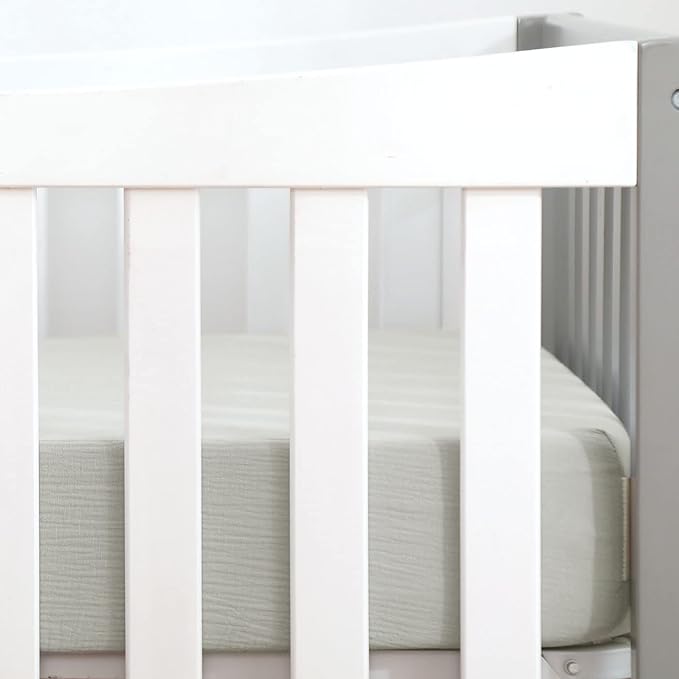 GRSSDER Soft Muslin Crib Sheet 2 Pack, 100% Cotton Crib Sheets for Boys and Girls, Fit Standard Crib Mattresses 52" x 28" Safe and Snug, Light Gray/Taupe